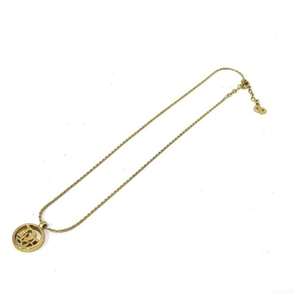 CHRISTIAN DIOR Logo Gold Brand Accessory Necklace Ladies - Picture 3 of 9